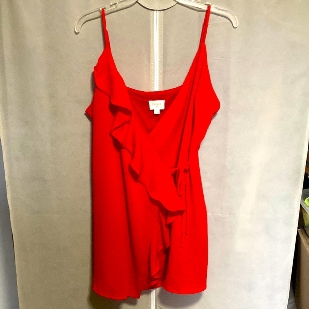 Everly red wrap spaghetti strap top